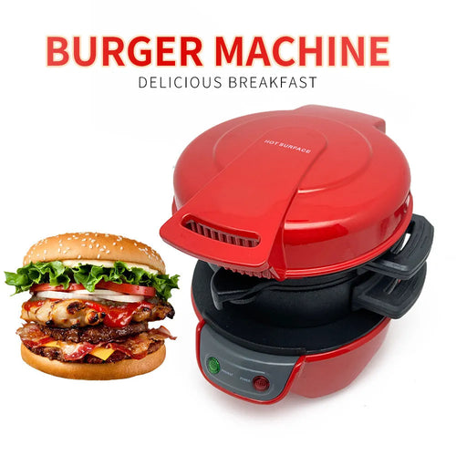 Breakfast sandwich maker with egg cooker ring in bright red, orange, or silver grey colours