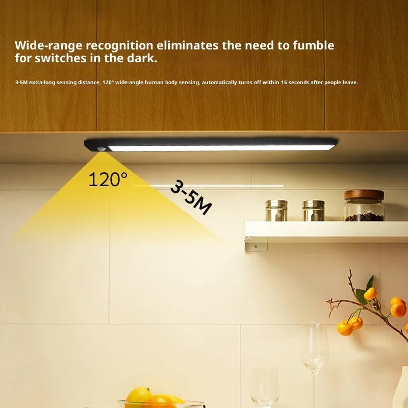 Silver 30cm smart LED strip human sensor light with magnetic and self-adhesive mount for wardrobes