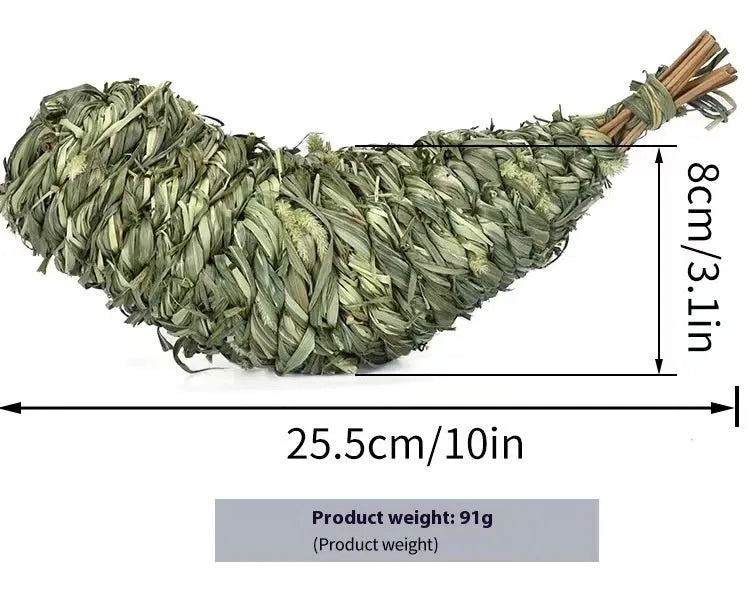 Natural timothy grass pet chew toy in pear shape for rabbits and guinea pigs