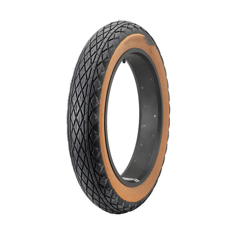 Brown-edged 20x4.0 inch rubber replacement tyre for snowmobiles and electric beach carts.