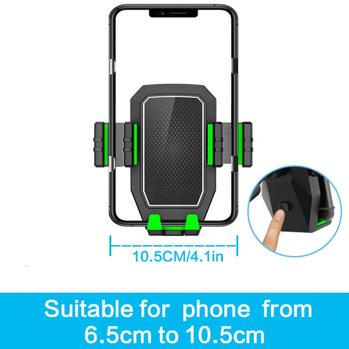 Green car kettle holder for drinks and phones inserted into a vehicle cup holder.
