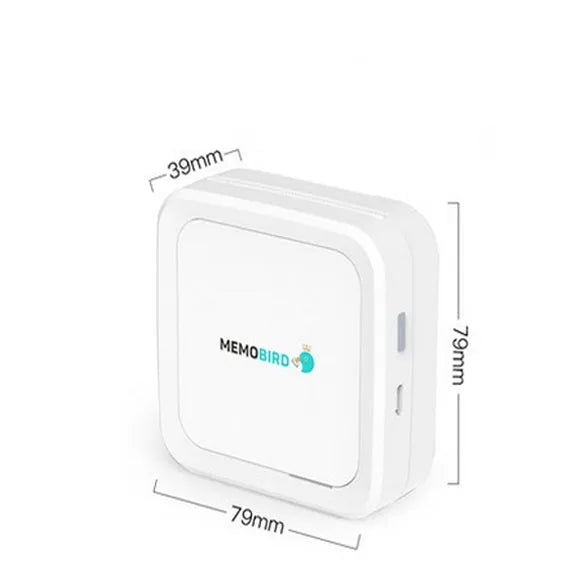 Pink thermal pocket portable Bluetooth printer with compact 79x79x40mm dimensions and 900mAh battery