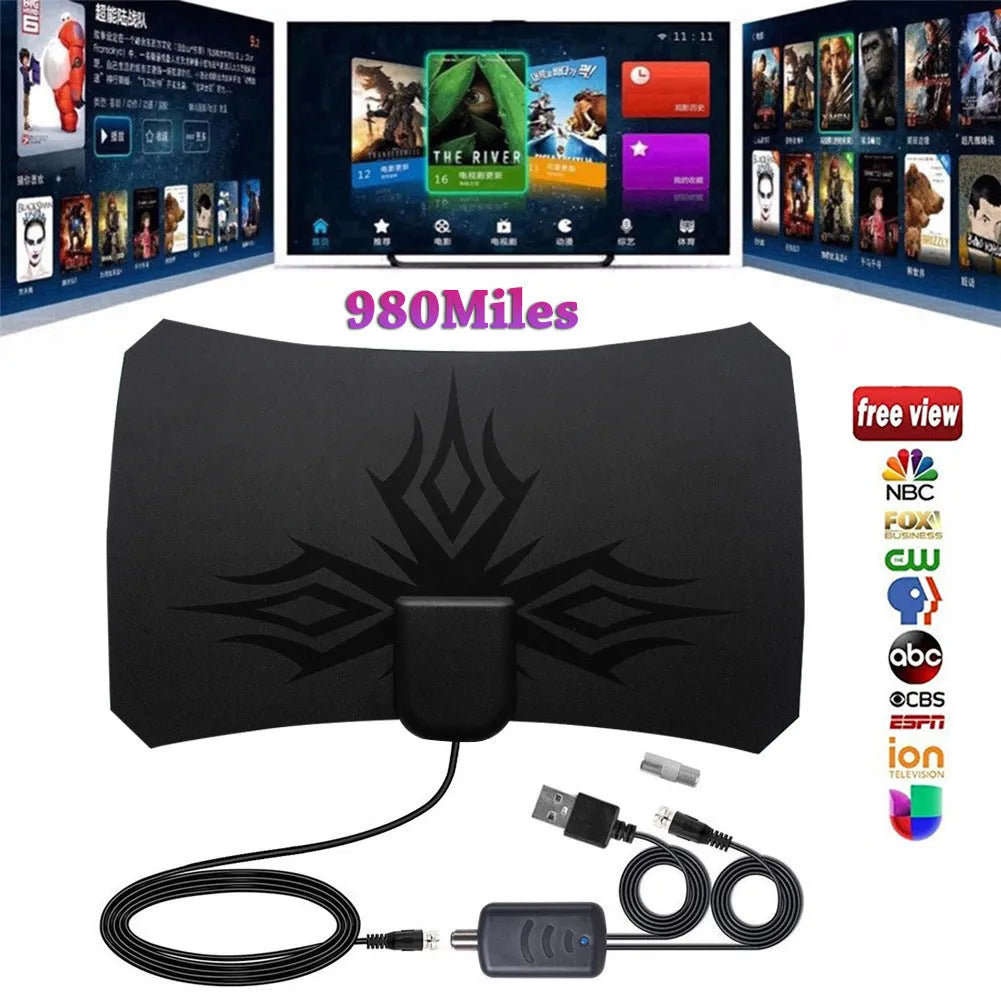 Black irregular flame pattern indoor HDTV antenna for digital TV reception 174-862 MHz