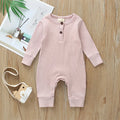 Baby cotton jumpsuit with snap closure long sleeves 60cm height neutral colour