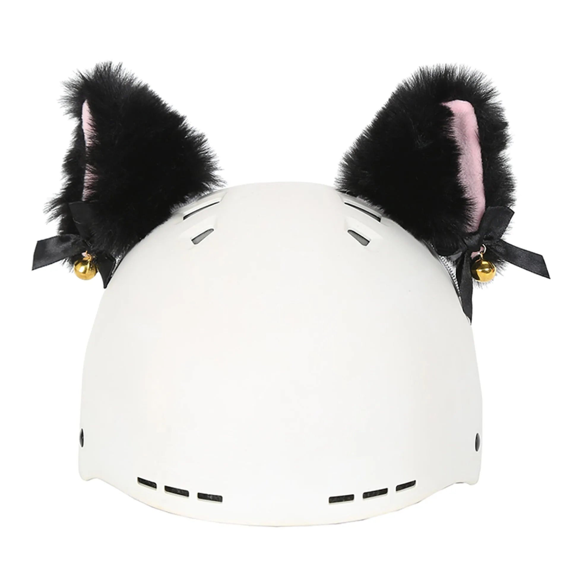 Colourful plush cartoon hat decoration sitting on top of a ski helmet