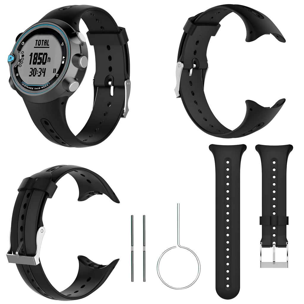 Black silicone swim watch smart watch strap long belt 124mm short lace 104mm sports style replacement band