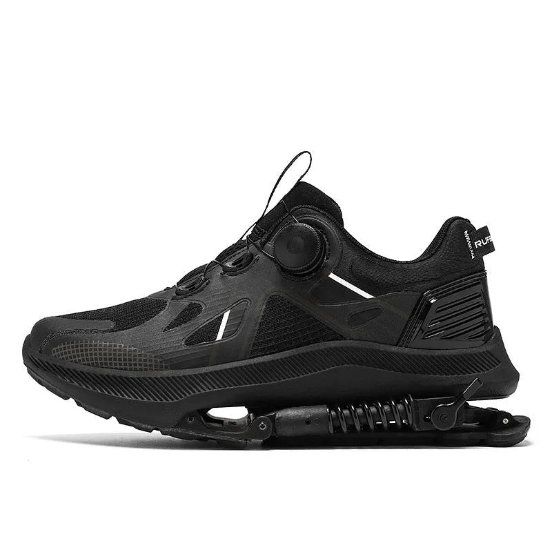 Black mesh running shoes with rubber EVA sole, middle top height, unisex sizes 35-45