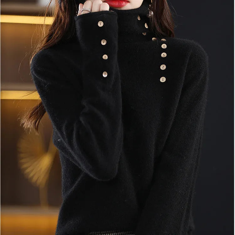 Core-spun yarn knitted bottoming shirt with 3D pattern in light camel colour