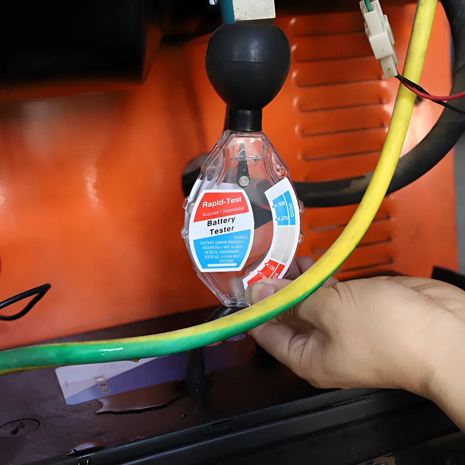 Suction electrolyte hydrometer instrument for lead acid battery testing