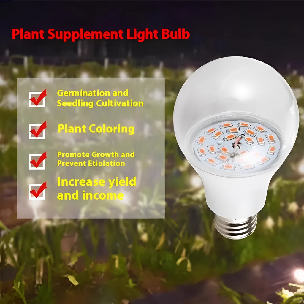 LED plant fill light bulb with PC shell, 9W to 18W options for indoor gardening, IP54 rated
