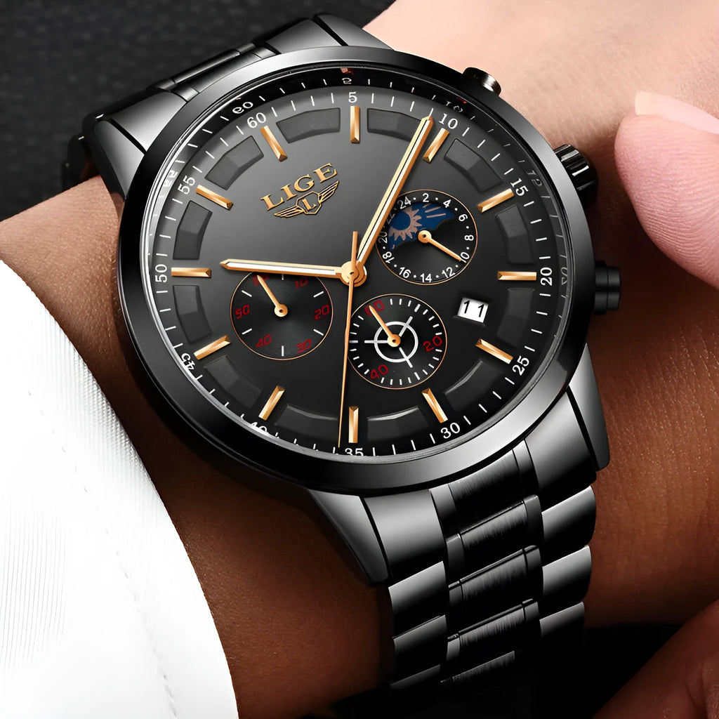 Men's waterproof quartz sports watch with 12mm thickness case in four colour options