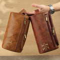 Men's black PU travel bag set with a matching makeup pouch for accessory storage.