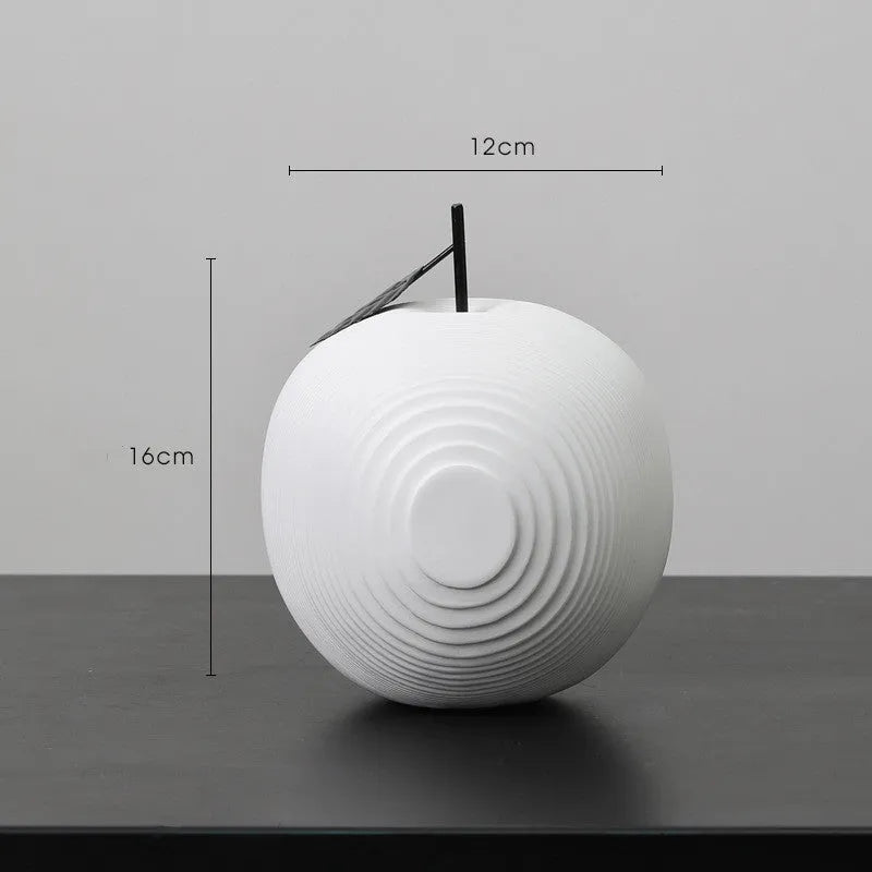 Resin decorative crafts with apple and pear designs in white and black colour options