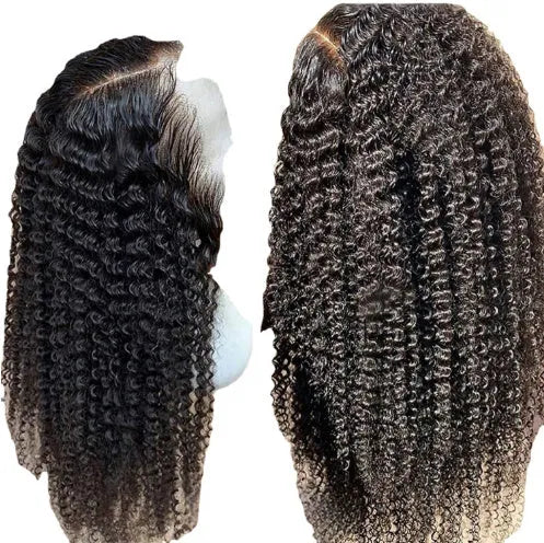 Brazilian kinky curly lace front human hair wig 150% density natural colour 1b# 8 to 24 inch length