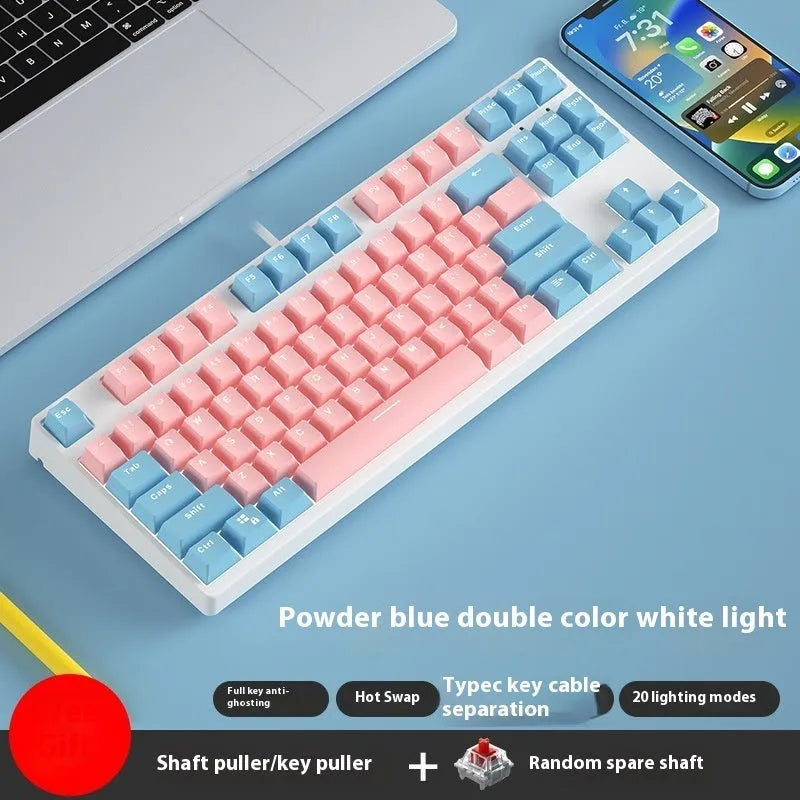 87-key wired mechanical keyboard with two-colour backlighting and hot-swappable switches