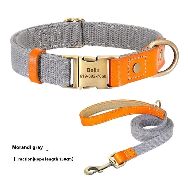 Small dog mohair collar and lead set in Mo Landi green with coordinating lettering on the rope.