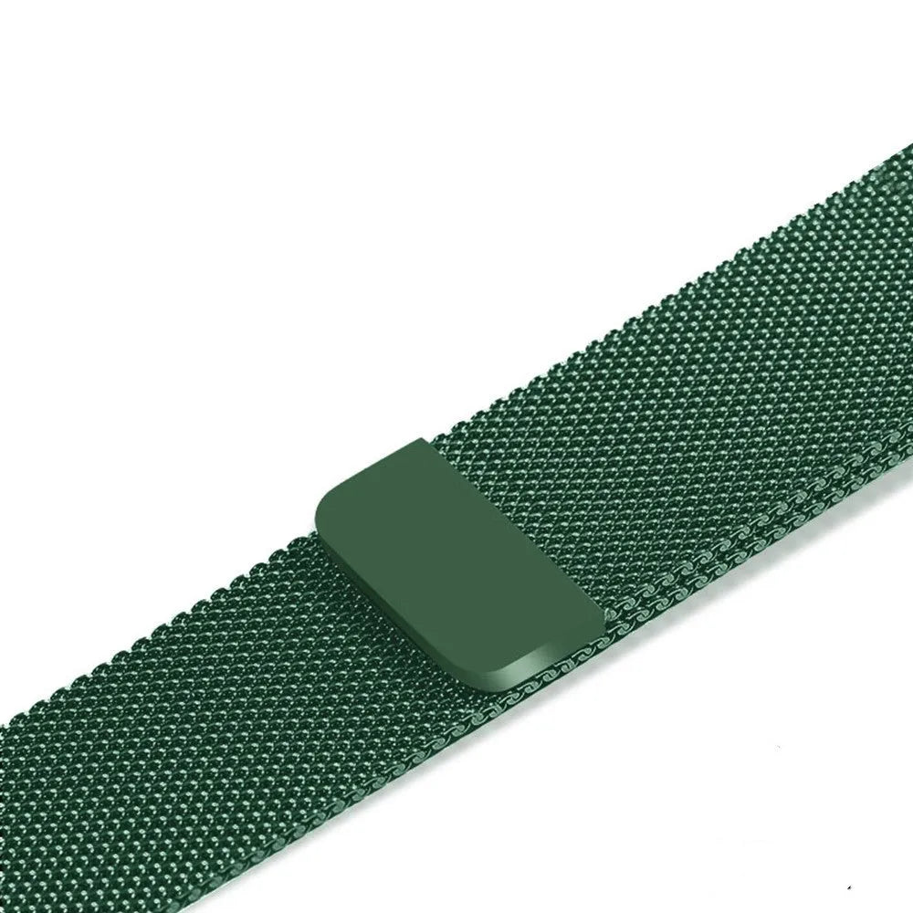 Stainless steel watch strap in silver, shown fitting a watch with a 42mm case.