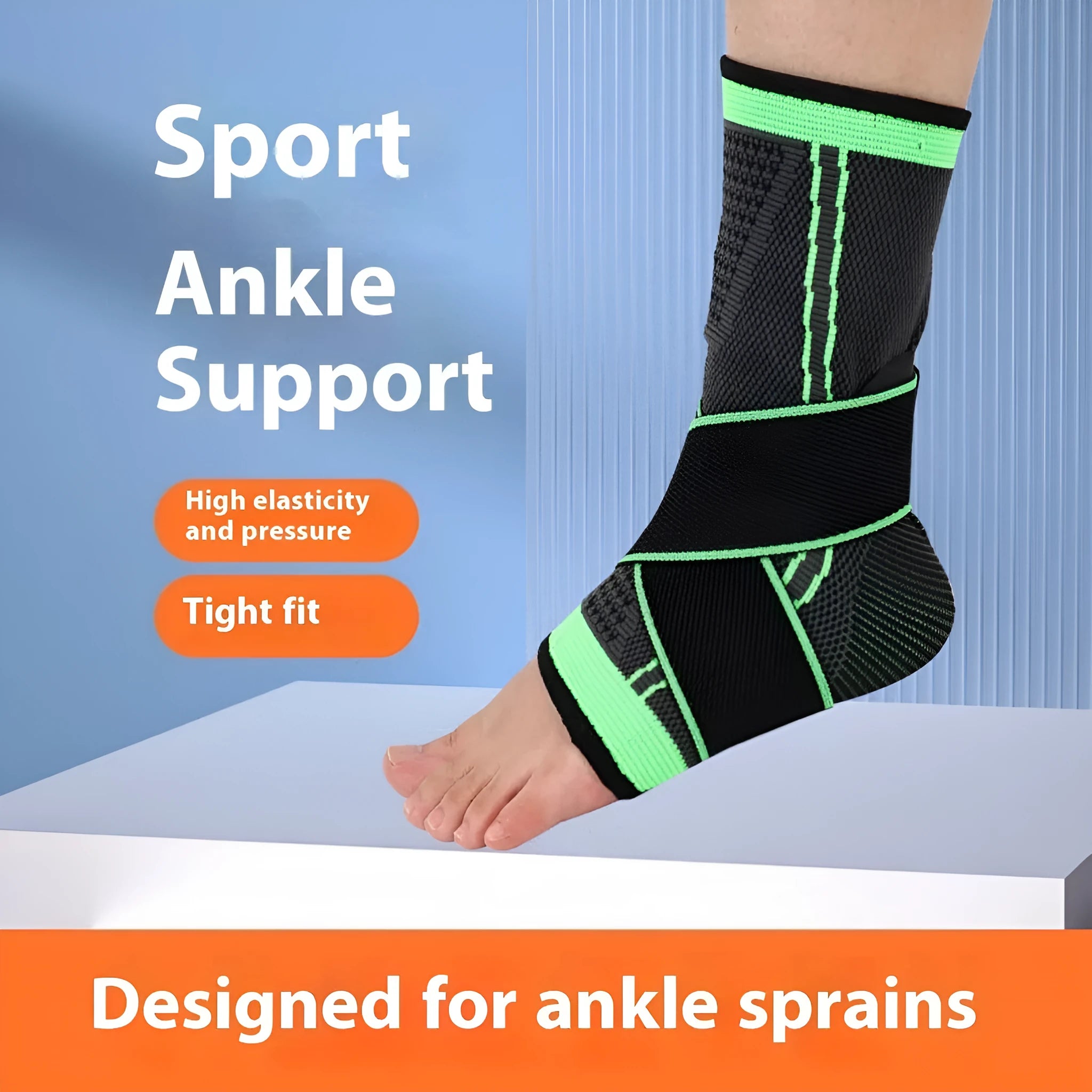 Thin summer sports ankle protector for tennis in black with elastic fabric, adult size