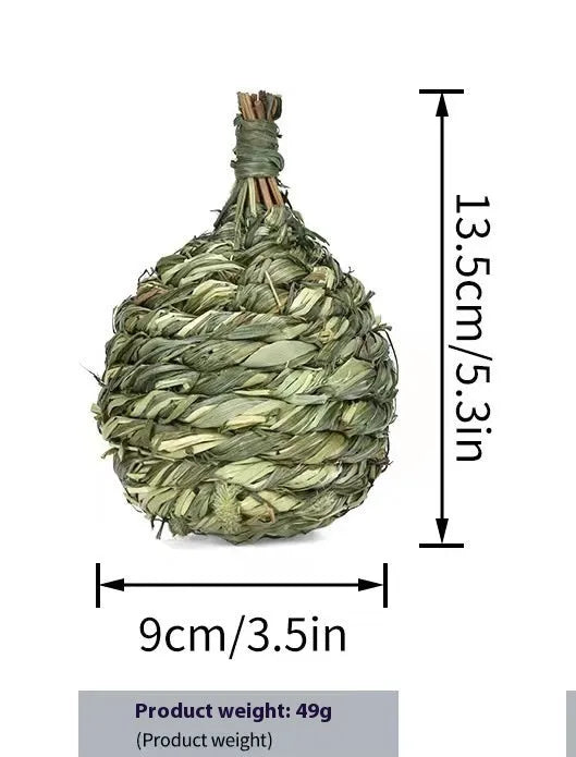 Natural timothy grass pet chew toy in pear shape for rabbits and guinea pigs