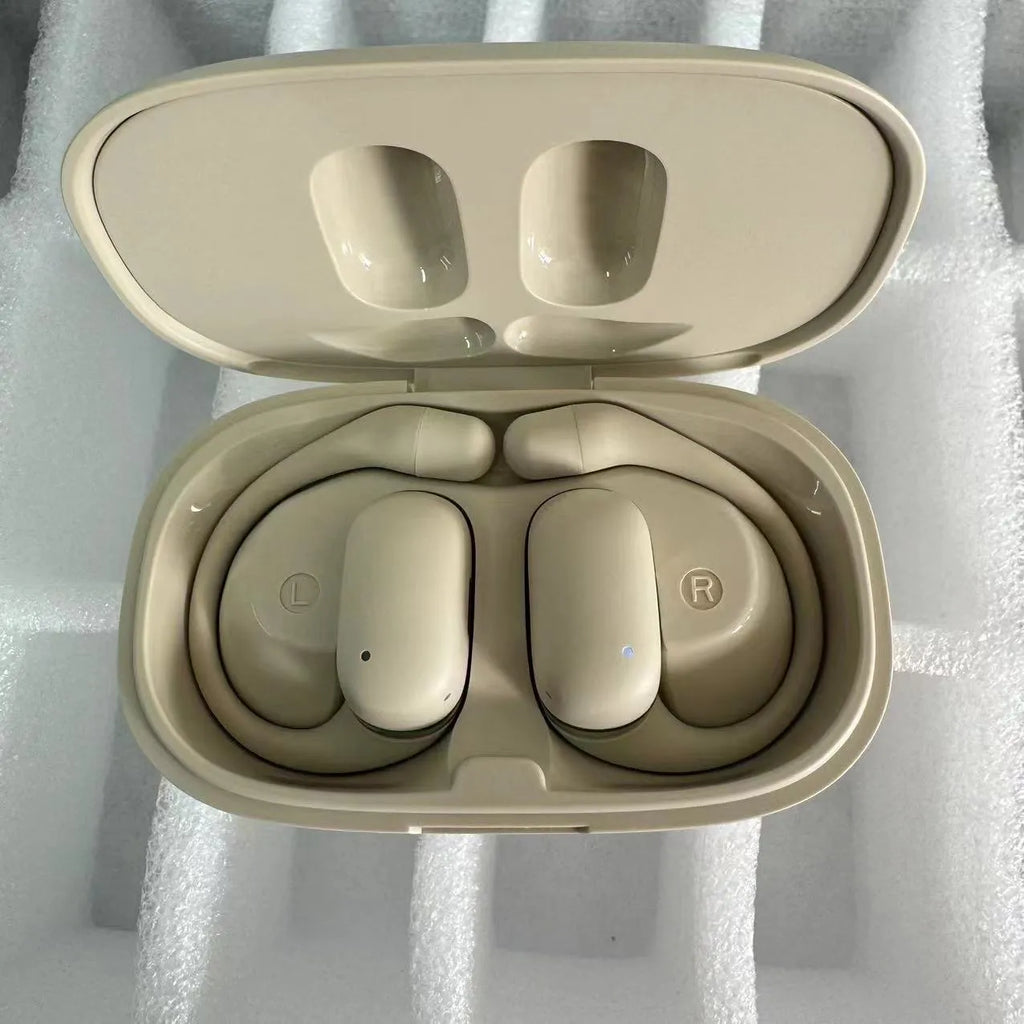 True wireless Bluetooth ear hook headset in black or skin colour with 500mAh battery and V5.4