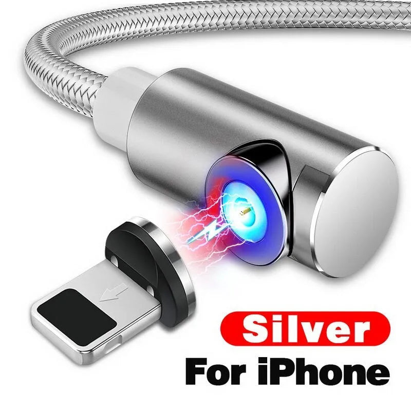 Black magnetic USB charging cable with aluminium connectors for Micro USB, Type C, and Lightning phones.