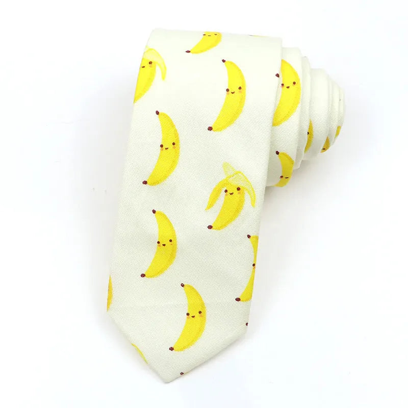 Narrow cotton bow tie with Korean-style cartoon patterns in multiple colour options