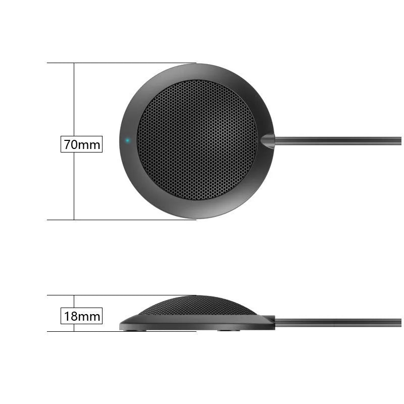 Black USB omnidirectional conference microphone with zinc alloy shell and metal mesh cover
