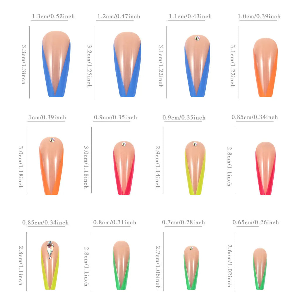 Detachable false nail tips with diamond colour French design and cartoon love patterns