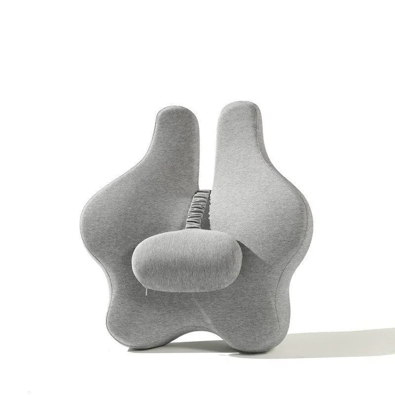 Black memory foam car lumbar support cushion showing simple solid colour design.