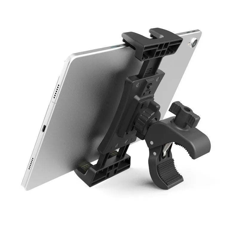 Black universal bicycle handlebar mount with spinning bracket for phone or tablet, ABS plastic, model HT-P20
