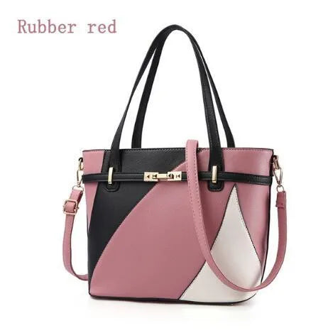 Women's large capacity shoulder bag in black with adjustable crossbody strap and top handle