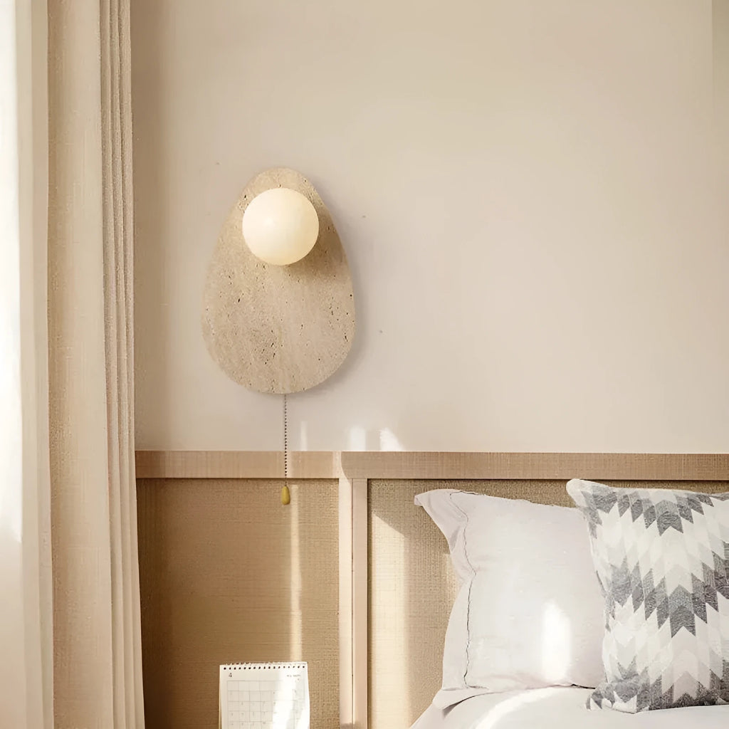 Yellow cave stone marble LED wall lamp with warm white light for bedroom bedside background