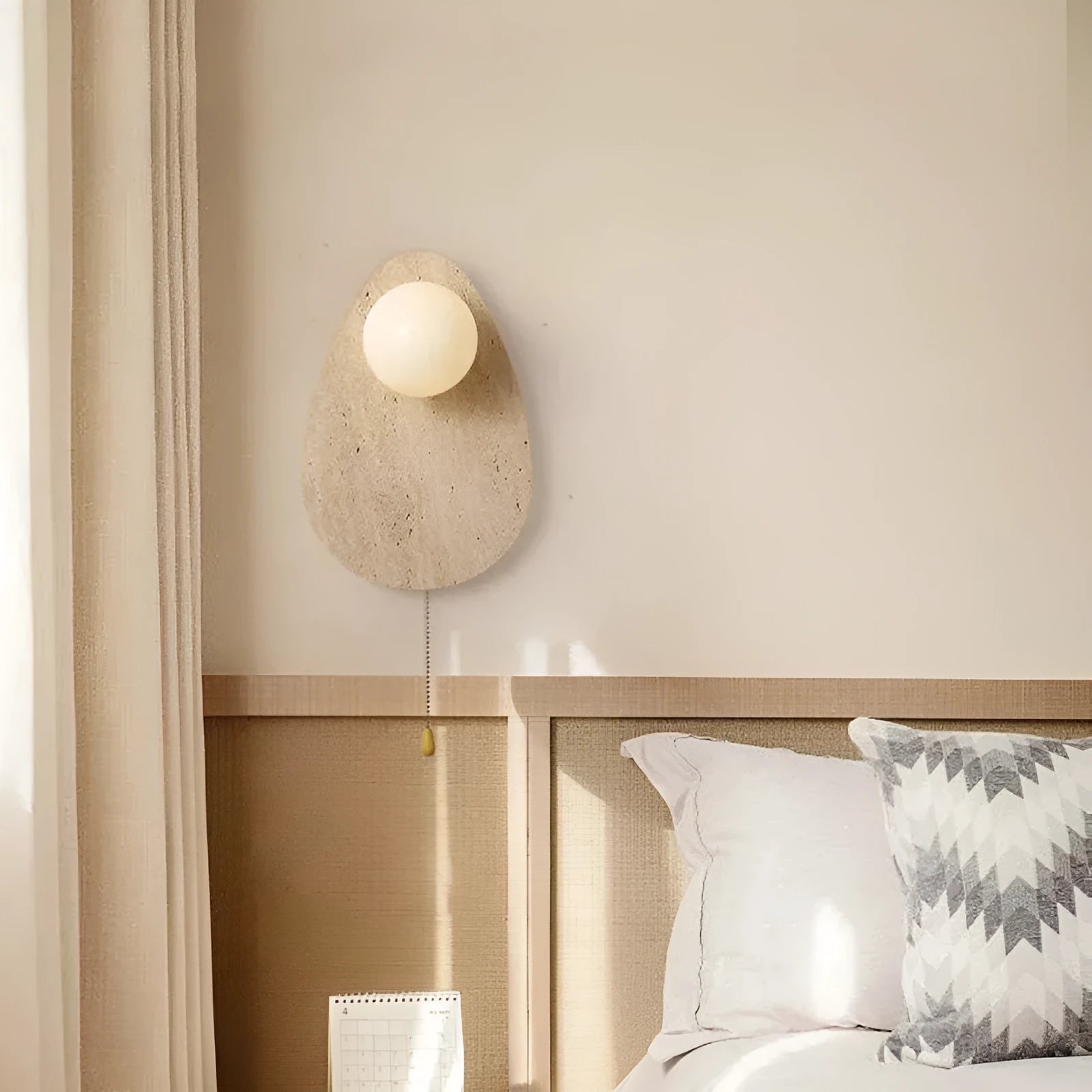 Yellow cave stone marble LED wall lamp with warm white light for bedroom bedside background