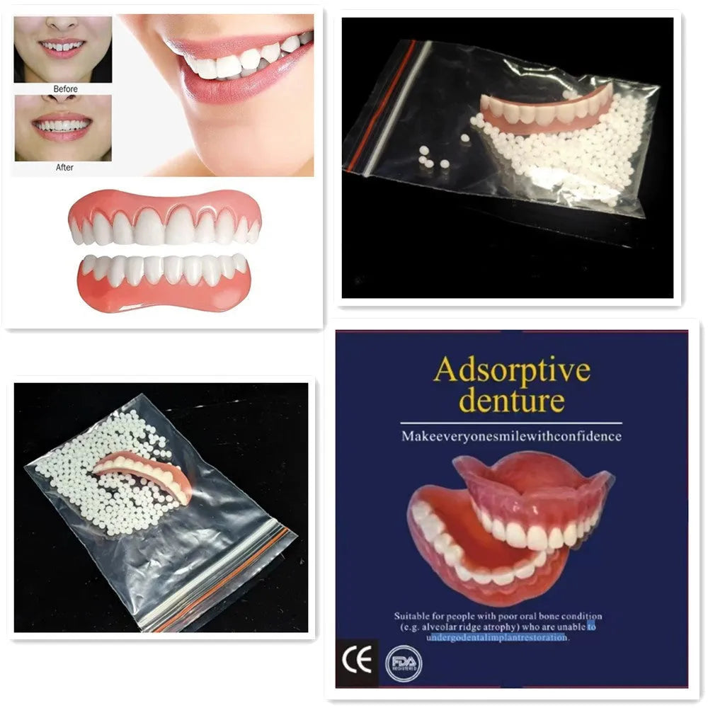 Silicone simulation smile dentures for dental training with upper and lower teeth models