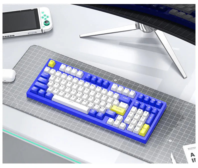 K98 mechanical keyboard with T7 wireless mouse in multiple colour options including black socks and xiaguang purple variants