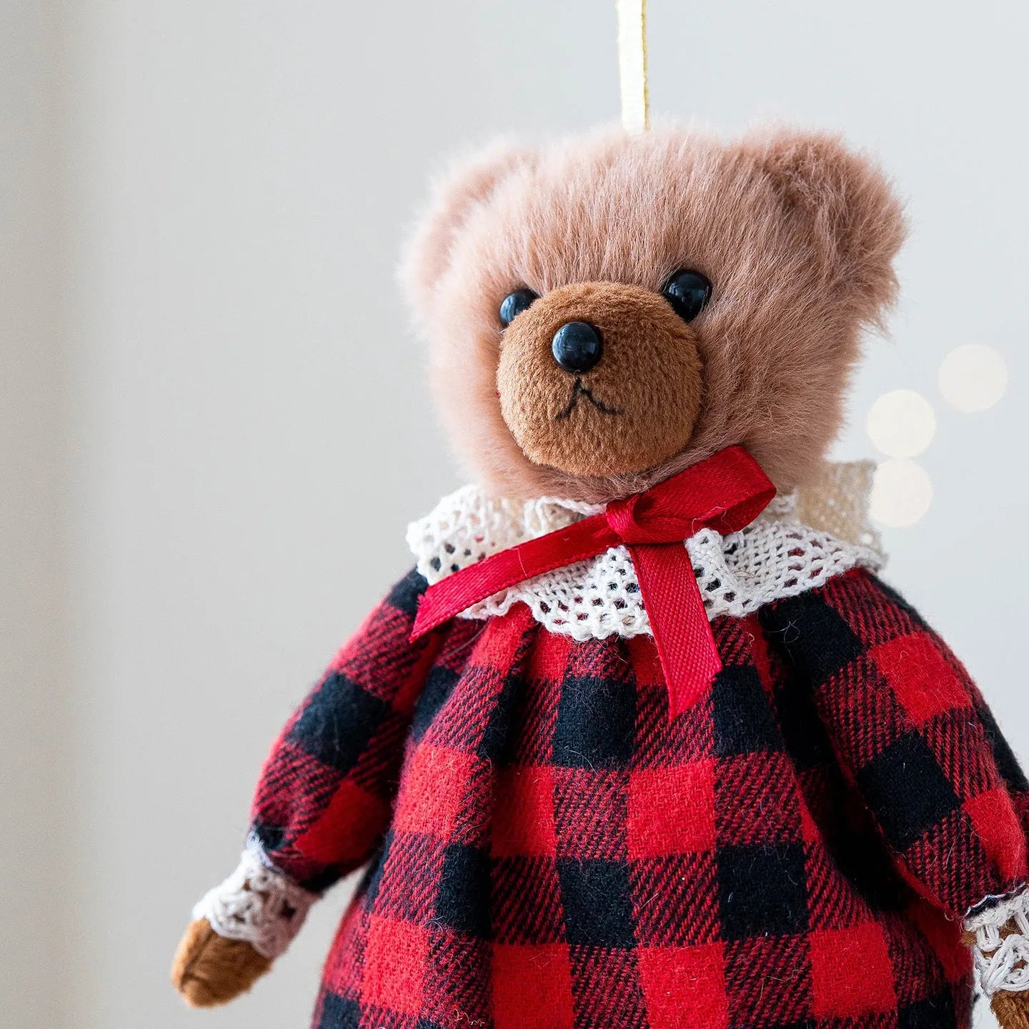 Cotton plaid fabric plush bear dolls in gentleman and princess bear cartoon designs