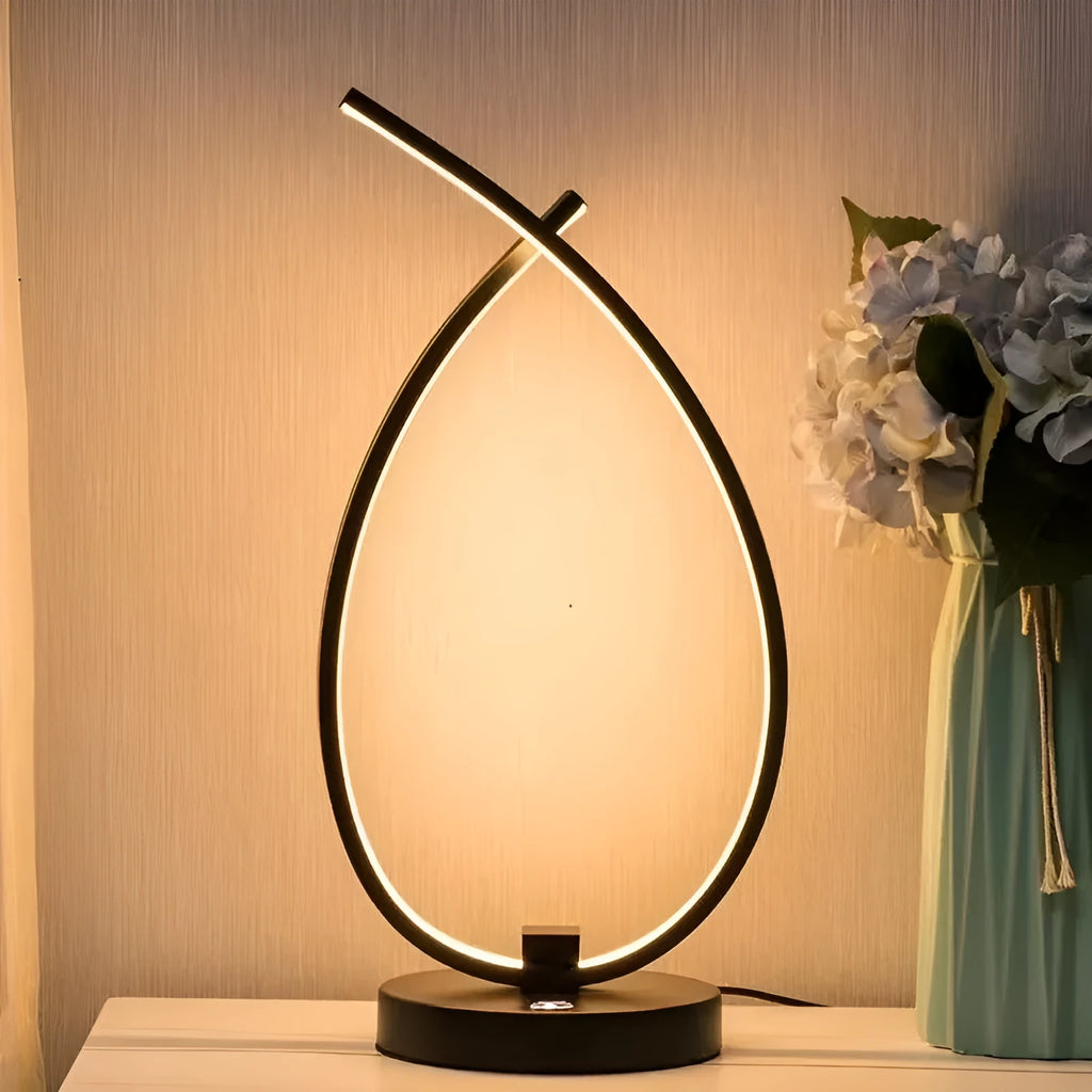 Water drop shaped table lamp with touch control in black finish