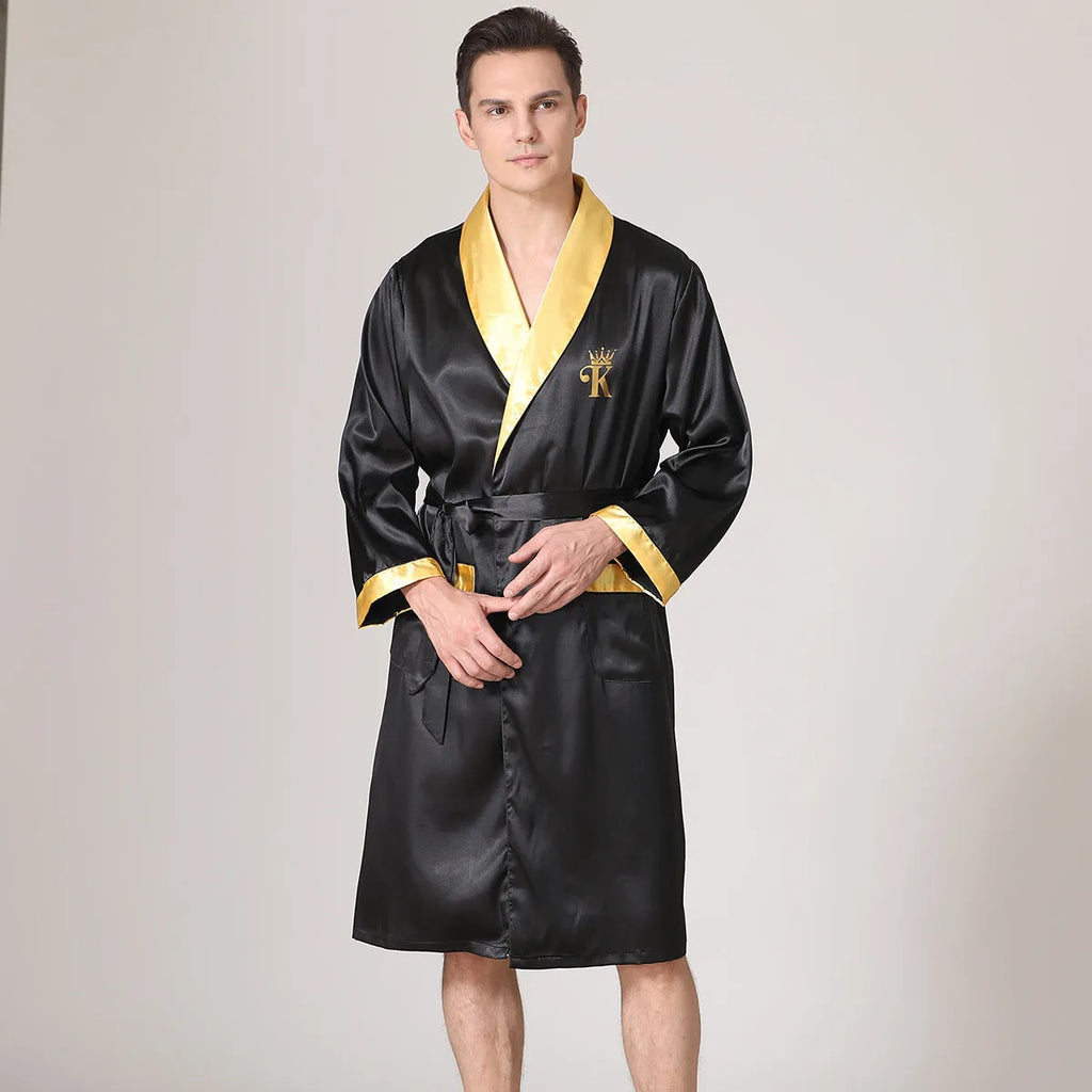 Men's lightweight summer bathrobe in continental sizes with polyester fibre construction