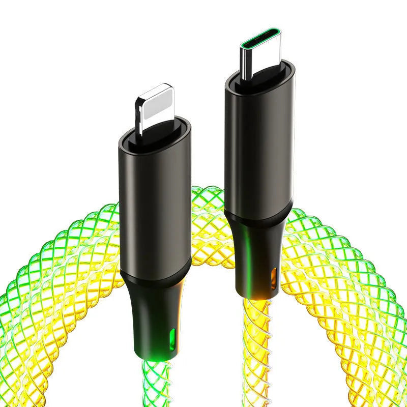 RGB charging data cable with colour gradient lighting 1m multi-interface