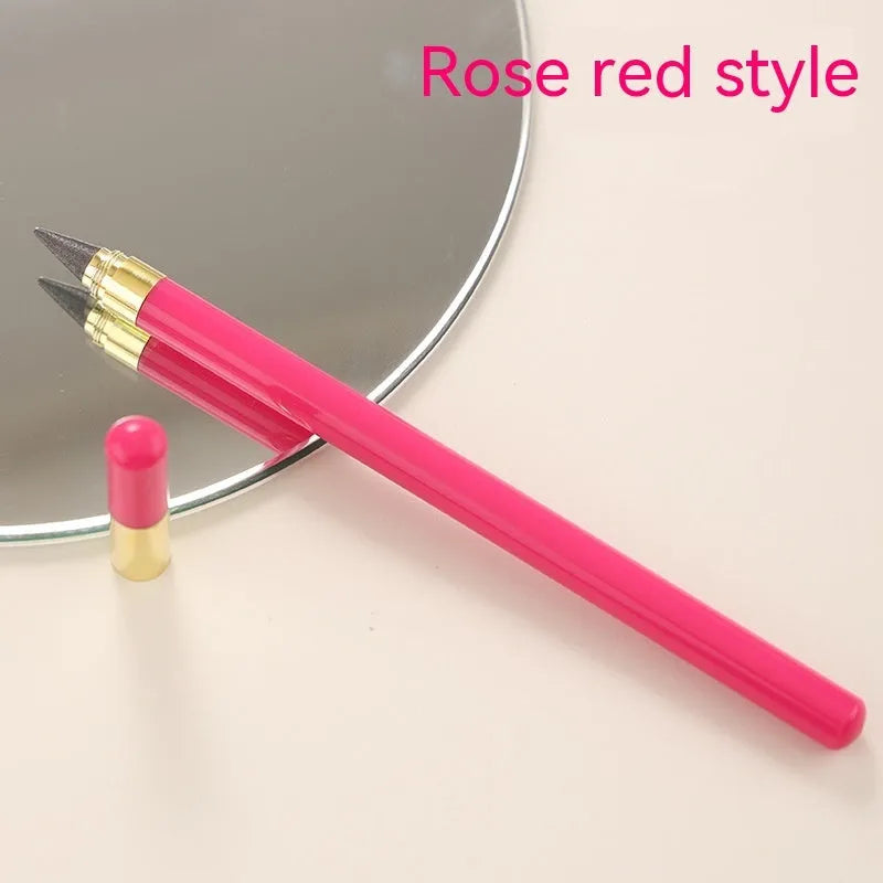 Transparent acrylic mechanical pencil with alloy pen head showing coloured refills