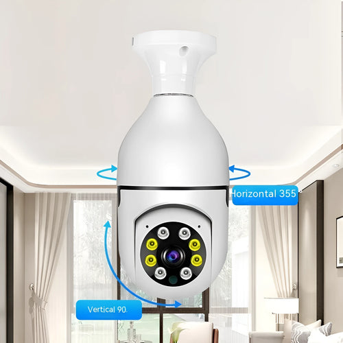 E27 bulb security camera with 1080p HD video and full colour night vision for wireless WiFi monitoring