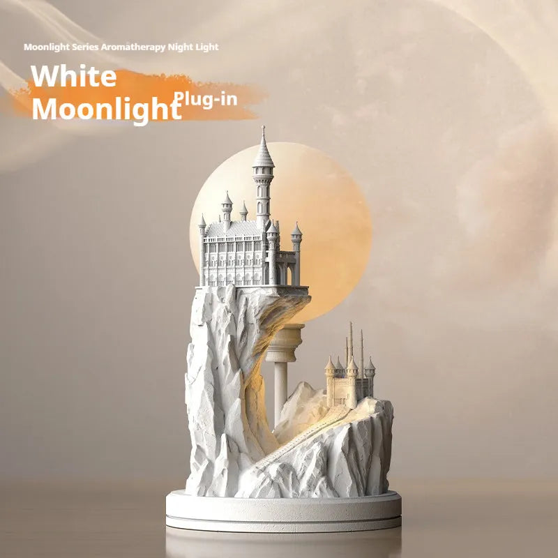 White composite gypsum table lamp with plug-in cord and wire control switch for bedroom night light