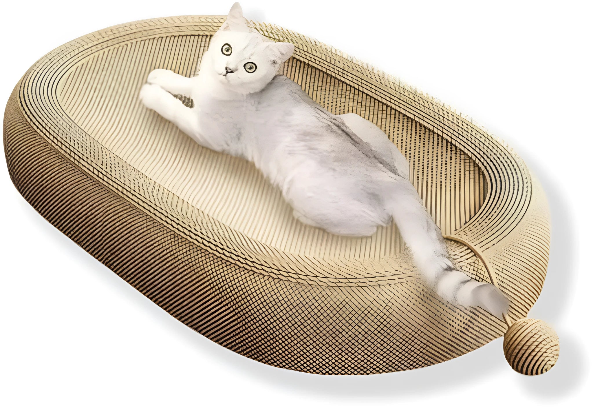 Large natural sisal cat scratching board with a lounge platform on top