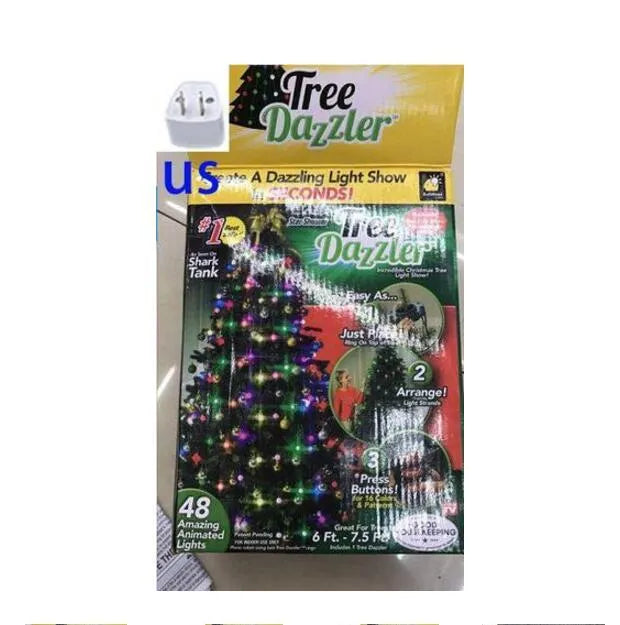 64 LED Christmas tree light string with button control for dimming and colour change, suitable for 1.8 metre trees.