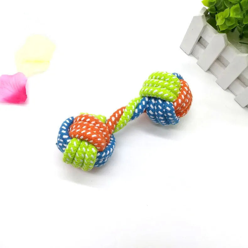 Dog Bites small dumbbell cotton rope toy 17cm multicolor for small to medium dogs