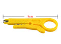 Yellow mini portable wire stripper tool for 0.6mm electrical and data cables.