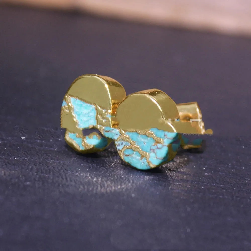 Natural stone bohemian style stud earrings with irregular-cut stones in colour ER1031