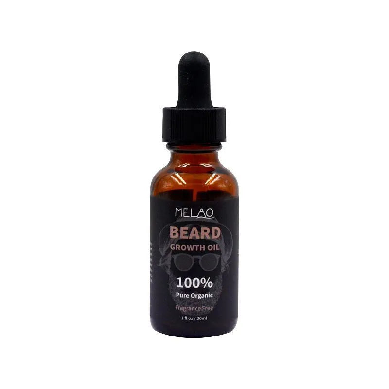Men's three-piece beard care kit with beard oil, beard cream, beard roller and cloth bag