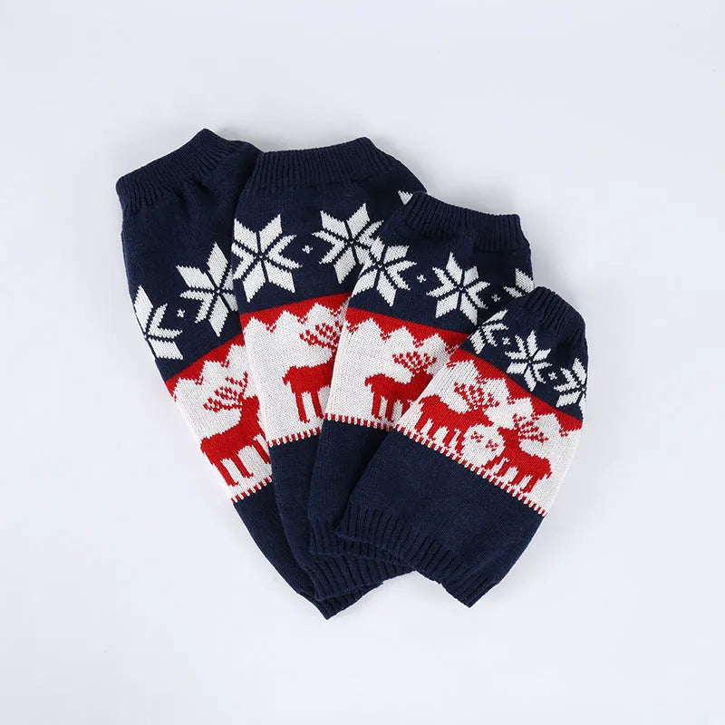 Navy blue knitted Christmas sweater for dogs in European-American style