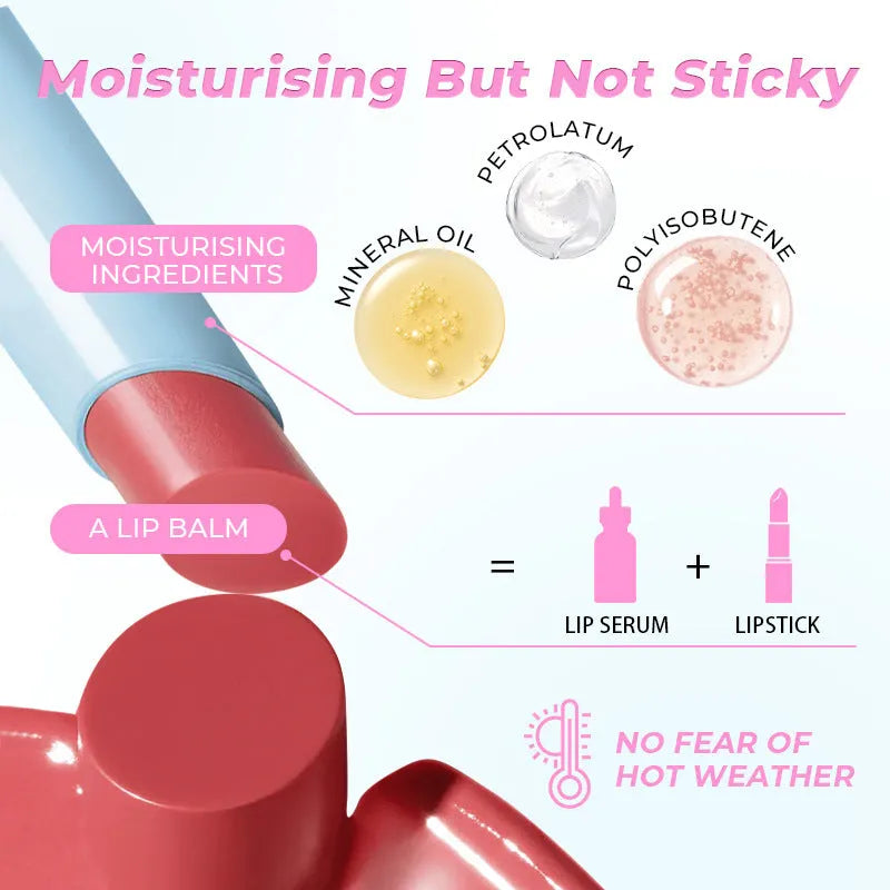 Waterproof moisturising lipstick in six colour shades, 1.8g net content.